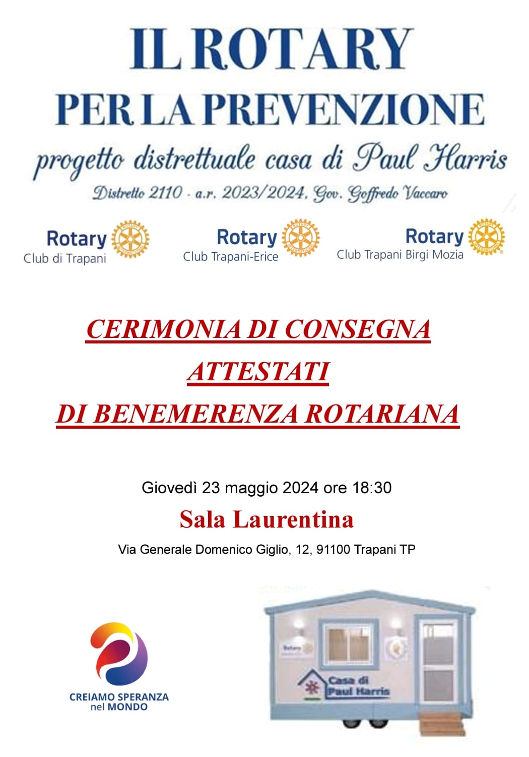 Il Rotary per la prevenzione: Cerimonia di consegna attestati di benemerenza rotariana