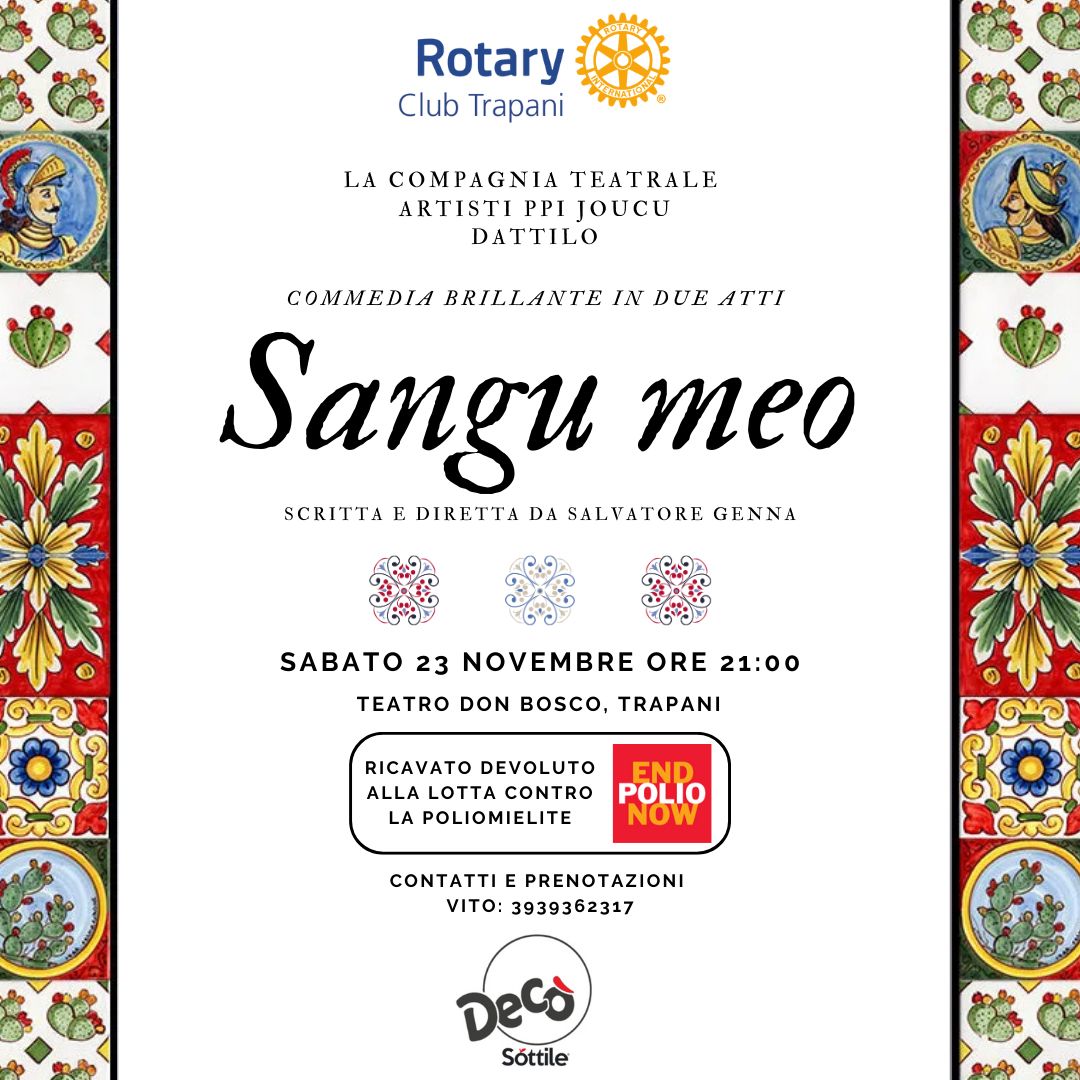 Sabato 23 Novembre con la compagnia teatrale “artisti pi jocu” di Dattilo con “Sangu meo”